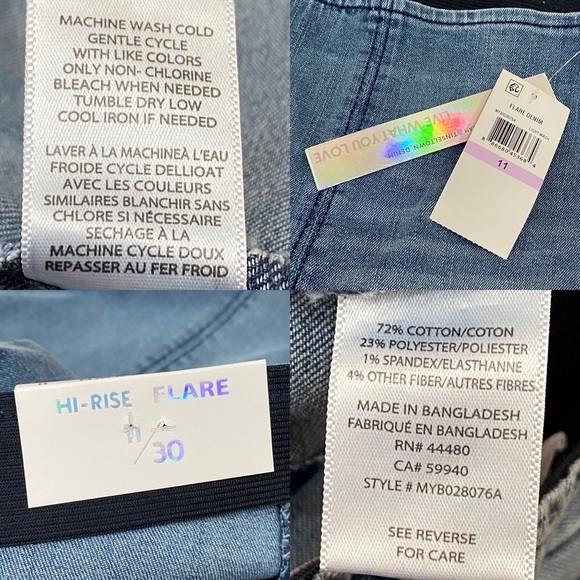 TINSELTOWN Hi-Rise Flare Denim Raw Hem Pull On Flare Jeans Size 11 Waist 30 - Picture 13 of 13